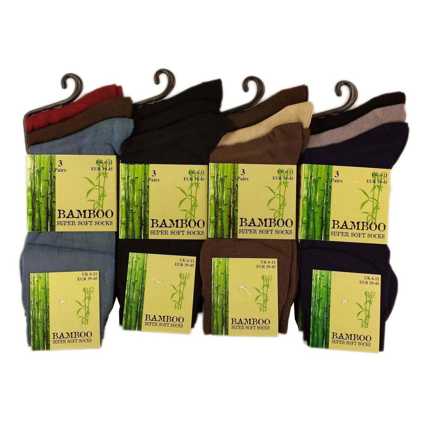 6 Pairs Men's Bamboo Socks Super Soft Anti Bacterial Moisture Wicking Breathable Comfort Reinforced Heel and Toe UK Sizes 6-11 Assorted Colours or Black by Sock Stack Socks