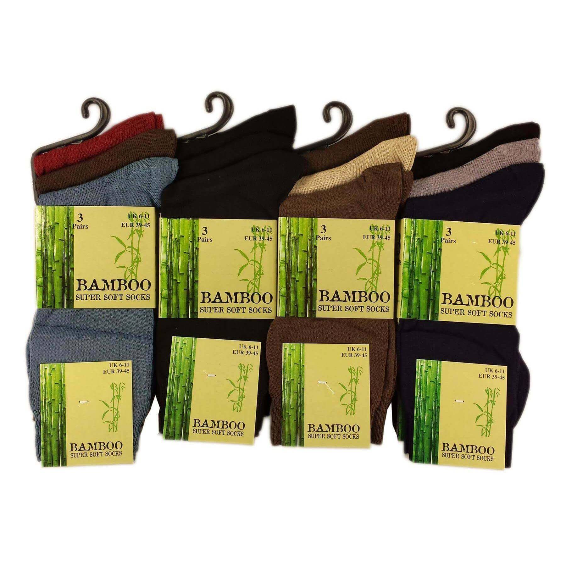 6 Pairs Men's Bamboo Socks Super Soft Anti Bacterial Moisture Wicking Breathable Comfort Reinforced Heel and Toe UK Sizes 6-11 Assorted Colours or Black by Sock Stack Socks
