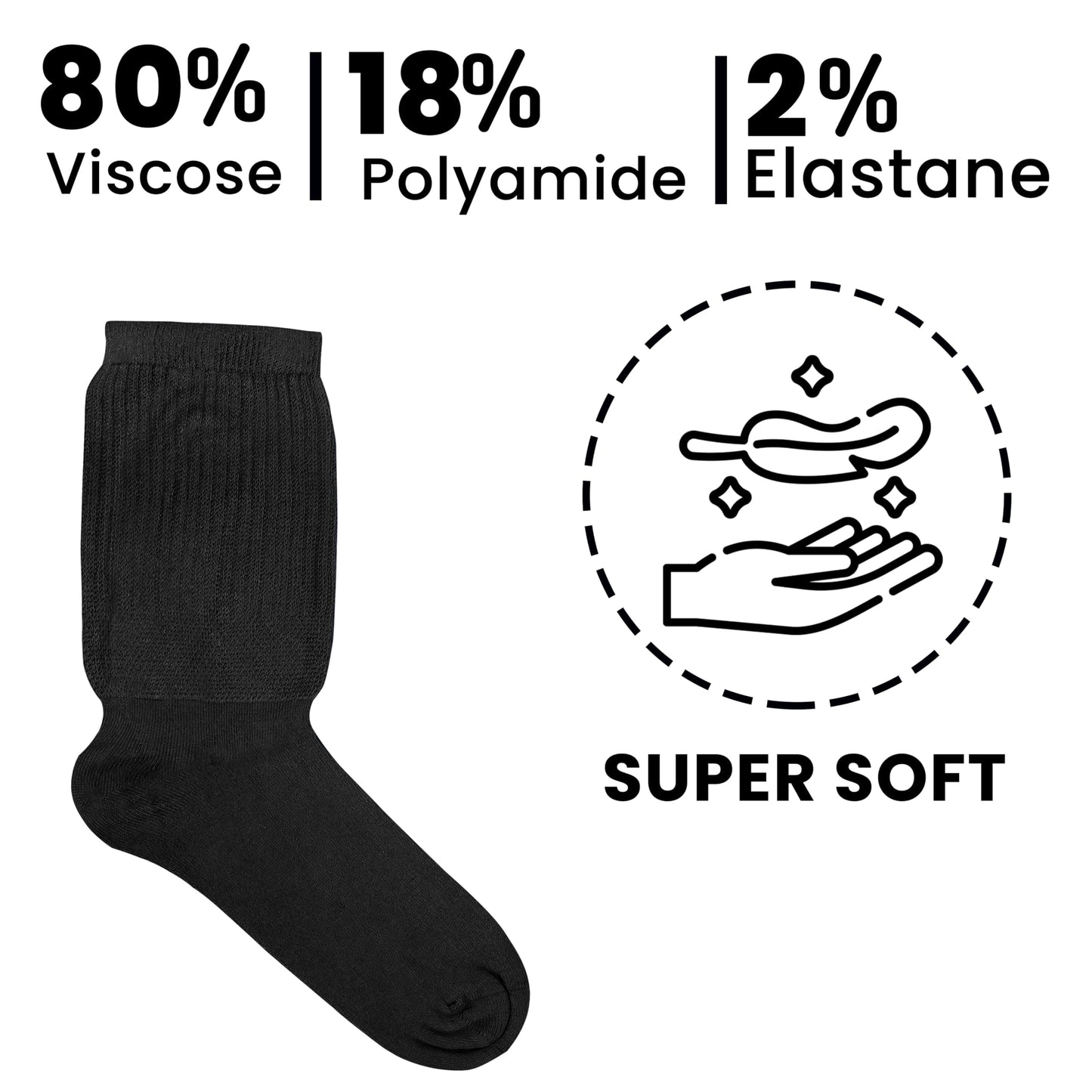 6 Pairs Men’s Extra Wide Bamboo Socks Ultra Soft Loose Top Non Elastic Gentle Cuff Breathable Everyday Wear UK 6-11 by Sock Stack Socks