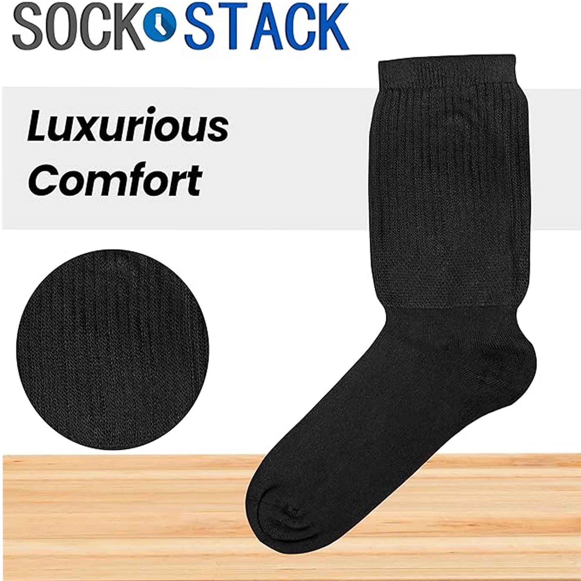 6 Pairs Men's Extra Wide Diabetic Socks Non Elastic Loose Top Moisture-Wicking Antibacterial Breathable Cotton for Leg Swelling Sock Stack Socks