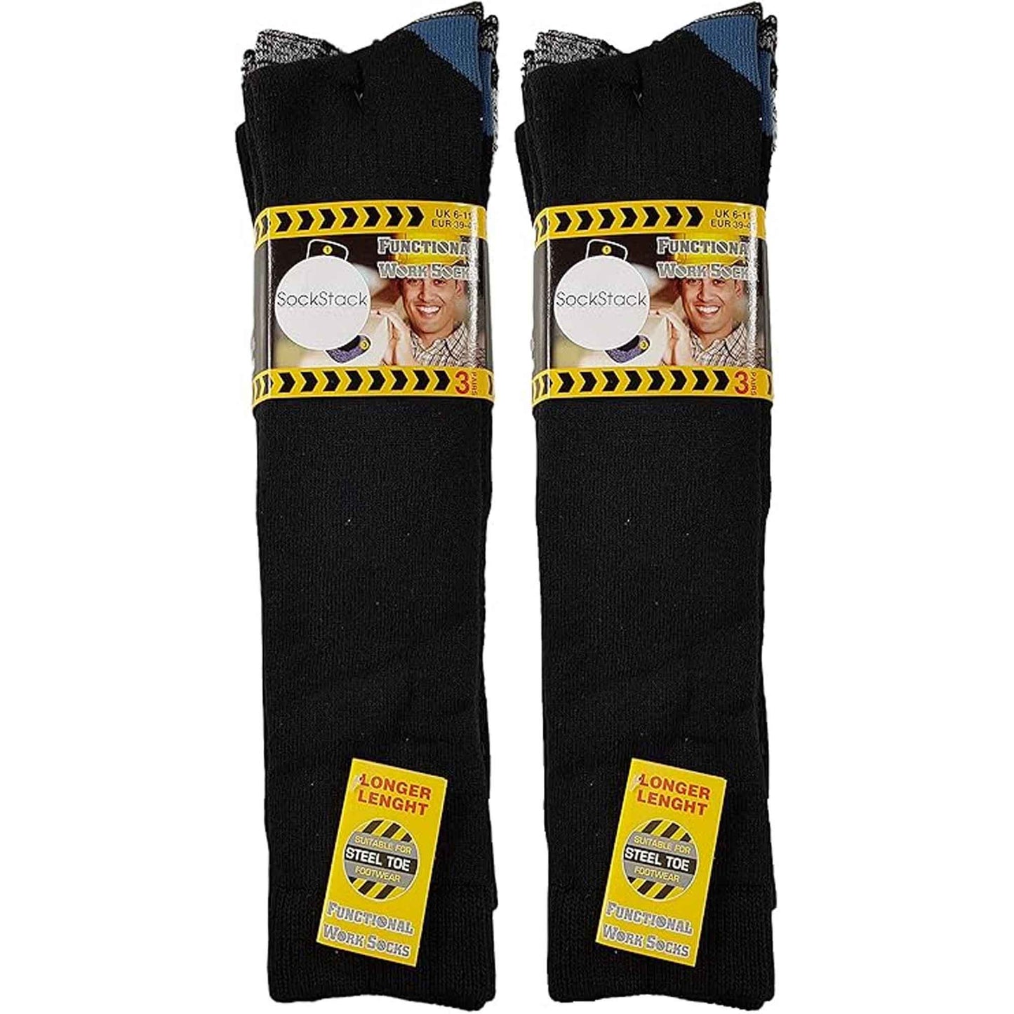 6 Pairs Men's Knee Length Work Boot Socks Durable Long Socks with Advanced Comfort and Protection for Work UK Sizes 6-11 EUR 39-45 Sock Stack 6-11 / ASSORTED Socks