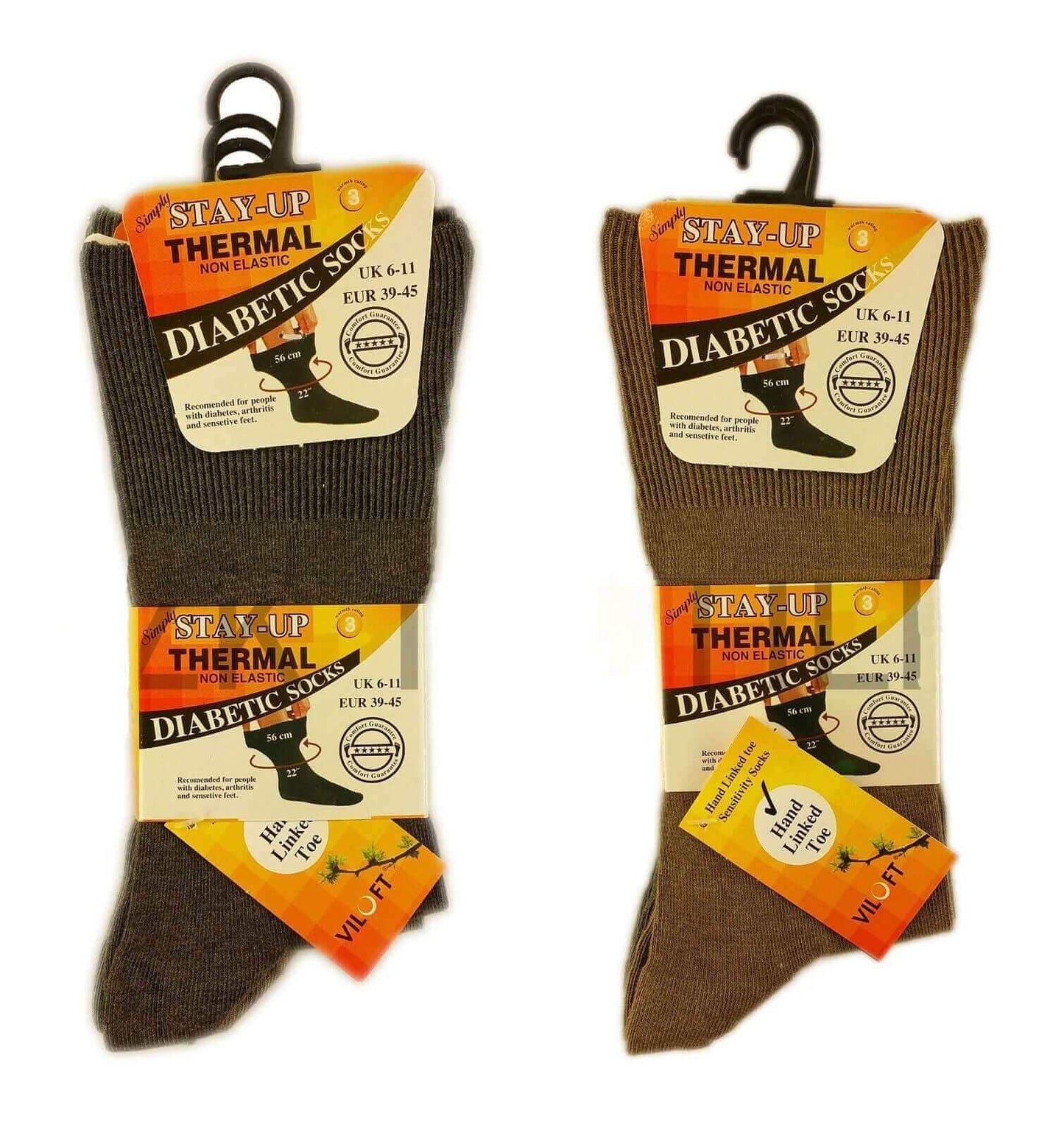 6 Pairs Men's Non-Elastic Diabetic Socks Moisture-Wicking Antibacterial Viloft Blend for Swollen Feet and Improved Circulation UK 6-11 By Sock Stack Socks