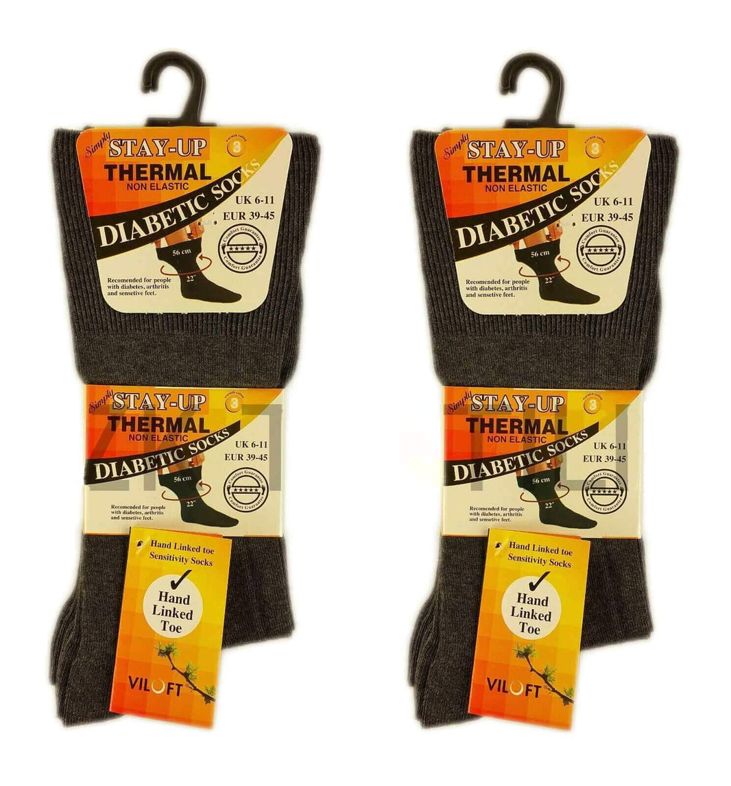 6 Pairs Men's Non-Elastic Diabetic Socks Moisture-Wicking Antibacterial Viloft Blend for Swollen Feet and Improved Circulation UK 6-11 By Sock Stack Socks