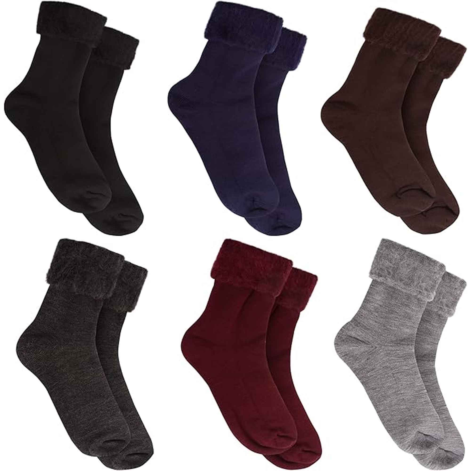 6 Pairs Men's Ultra Soft Thermal Fluffy Bed Socks Cozy Warm Insulated ...