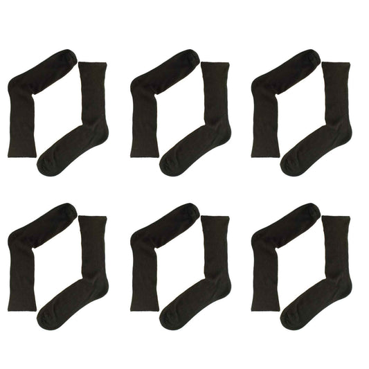 6 Pairs Mens 100 Percent Cotton Loose Top Diabetic Friendly Non Elastic Socks Moisture Wicking Breathable Antibacterial Comfortable Daily Wear Assorted Colours by Sock Stack BLACK / 6-11 Socks