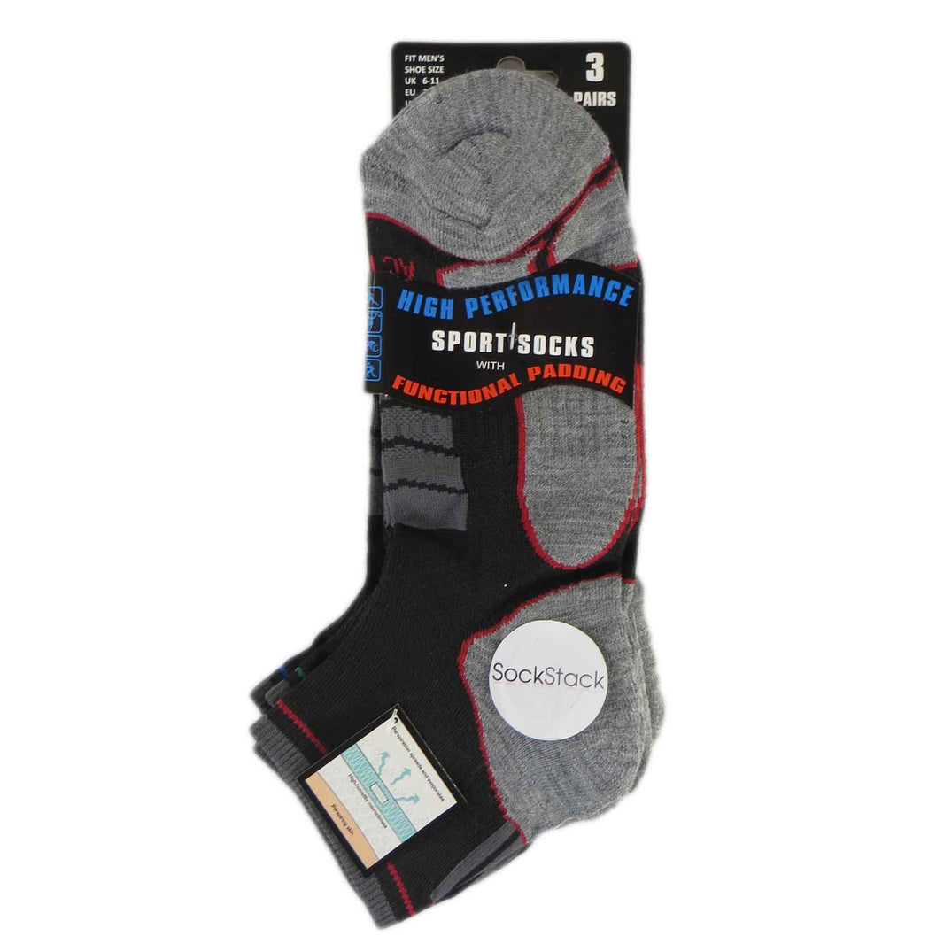 6 Pairs Mens Athletic Low-Cut Trainer Sport Socks for Running Cycling Gym Compression Moisture-Wicking with Arch Support by Sock Stack Socks