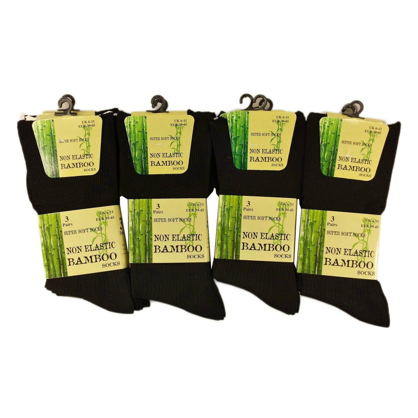 6 Pairs Mens Bamboo Loose Top Socks Super Soft Anti Bacterial Moisture Wicking with Reinforced Heel and Toe for Durability Comfort All Day Wear Assorted Colours Classic Black by Daisy Dreamer BLACK / 6-11 Socks