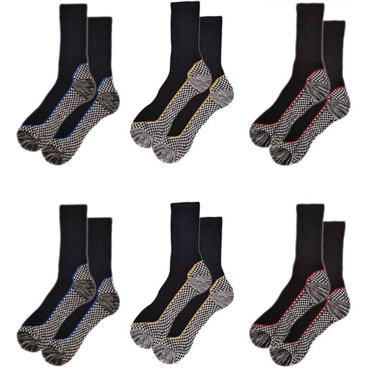 6 Pairs Mens Bamboo Moisture-Wicking Work Socks Cushioned Reinforced Heel Toe Durable Odour Control Ideal for Construction Hiking Long Hours by Sock Stack 6-11 Socks