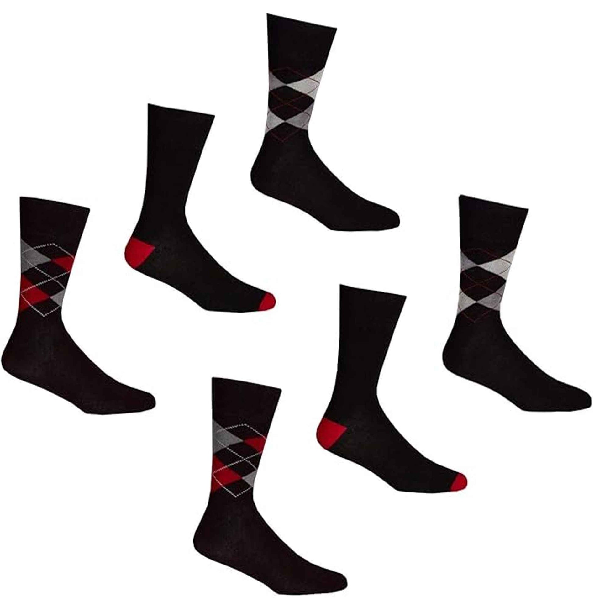 6 Pairs Mens Bamboo Socks Argyle Stripe Breathable Moisture-Wicking Casual Suit Anti-Odor Soft Grip Elastic Hand-Linked Toe Seam UK 6-11 EUR 39-45 Sock Stack ARGYLE / 6-11 Socks