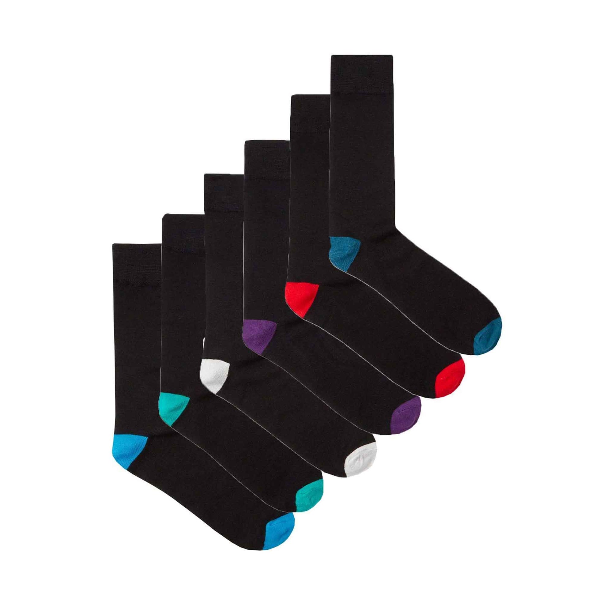 6 Pairs Mens Bamboo Socks Argyle Stripe Breathable Moisture-Wicking Casual Suit Anti-Odor Soft Grip Elastic Hand-Linked Toe Seam UK 6-11 EUR 39-45 Sock Stack BLACK/MULTI / 6-11 Socks