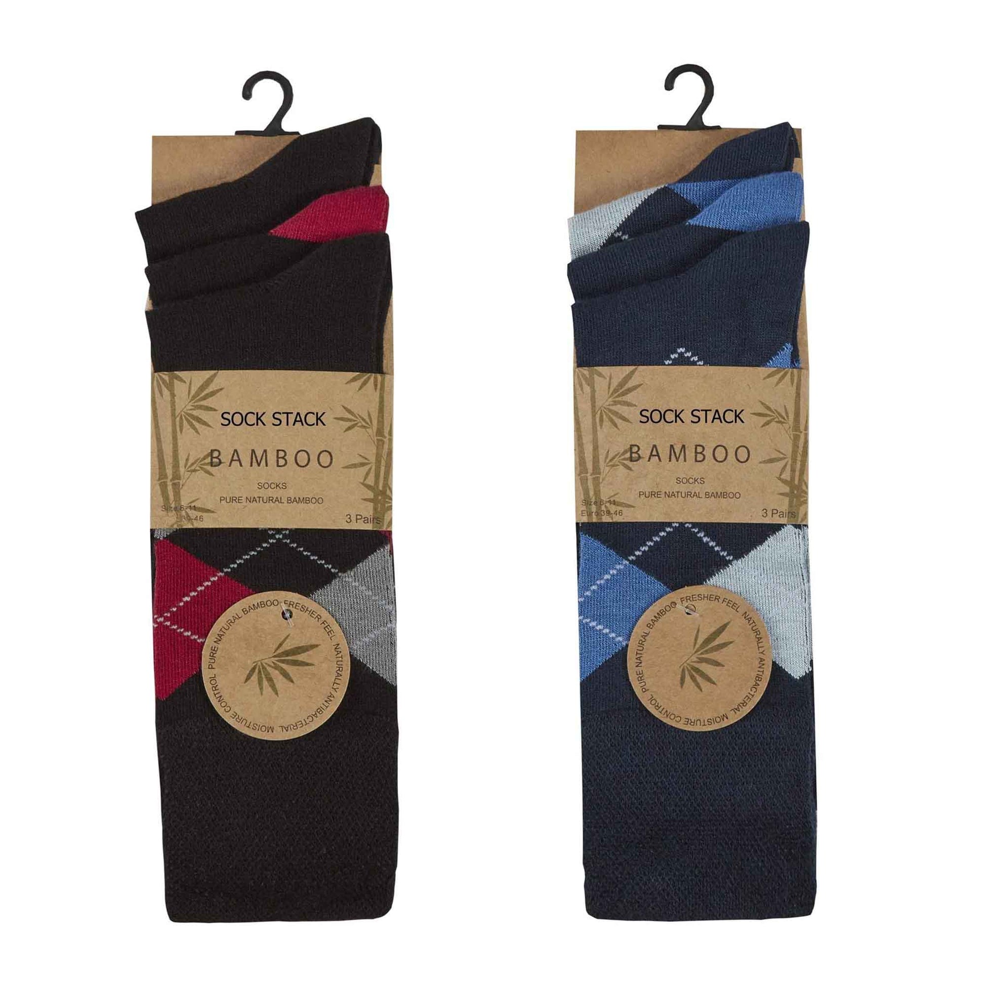 6 Pairs Mens Bamboo Socks Argyle Stripe Breathable Moisture-Wicking Casual Suit Anti-Odor Soft Grip Elastic Hand-Linked Toe Seam UK 6-11 EUR 39-45 Sock Stack Socks