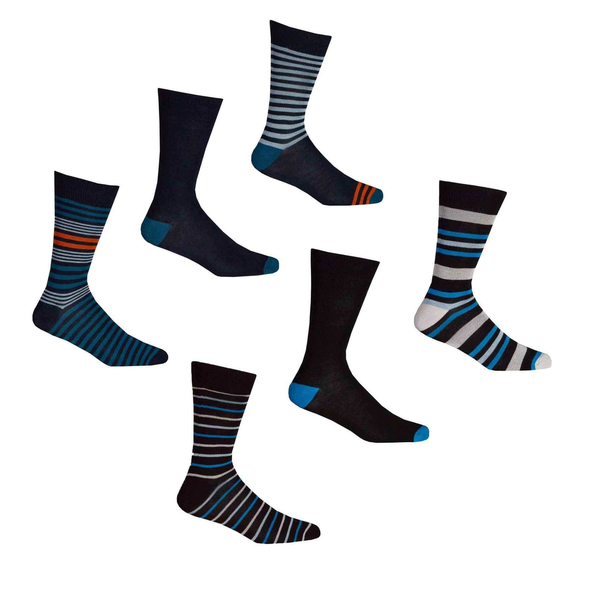 6 Pairs Mens Bamboo Socks Argyle Stripe Breathable Moisture-Wicking Casual Suit Anti-Odor Soft Grip Elastic Hand-Linked Toe Seam UK 6-11 EUR 39-45 Sock Stack STRIPES / 6-11 Socks