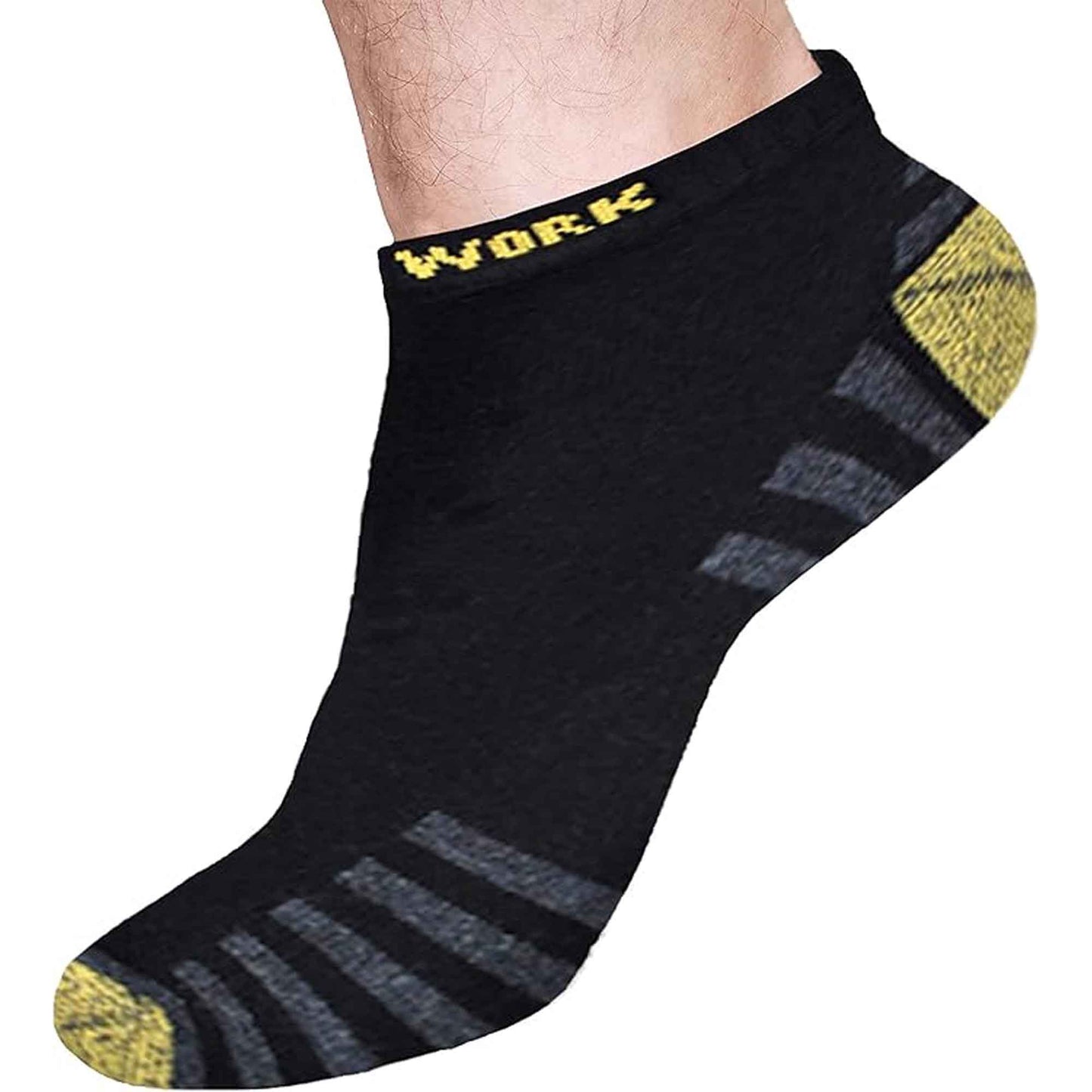 6 Pairs Mens Crew Work Boot Socks Reinforced Heel and Toe Durable Cotton Polyester Blend Breathable Moisture-Wicking Ideal for Construction Hiking by Sock Stack ASSORTED / 6-11 Socks