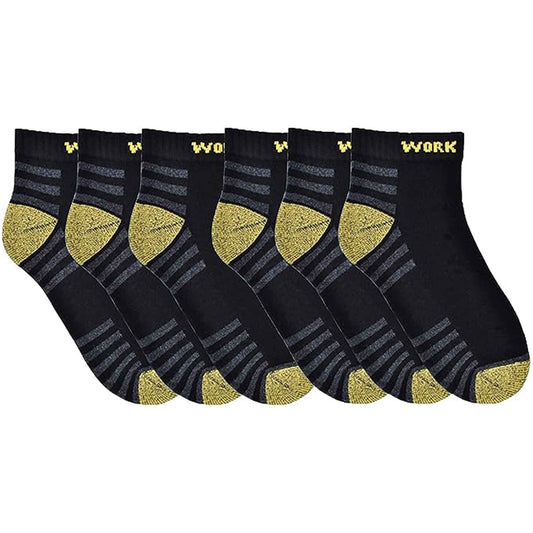 6 Pairs Mens Crew Work Boot Socks Reinforced Heel and Toe Durable Cotton Polyester Blend Breathable Moisture-Wicking Ideal for Construction Hiking by Sock Stack ASSORTED / 6-11 Socks