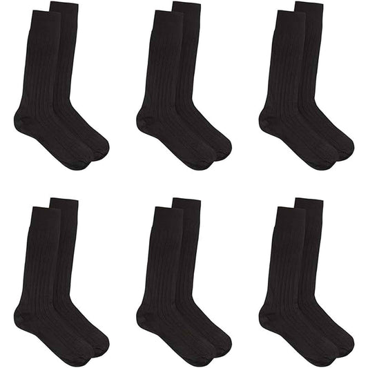 6 Pairs Mens Egyptian Cotton Dress Socks Super Soft Ribbed Formal and Casual Socks in Black and Assorted Colors Perfect for Business and Weddings by Sock Stack 6-8 / BLACK Socks