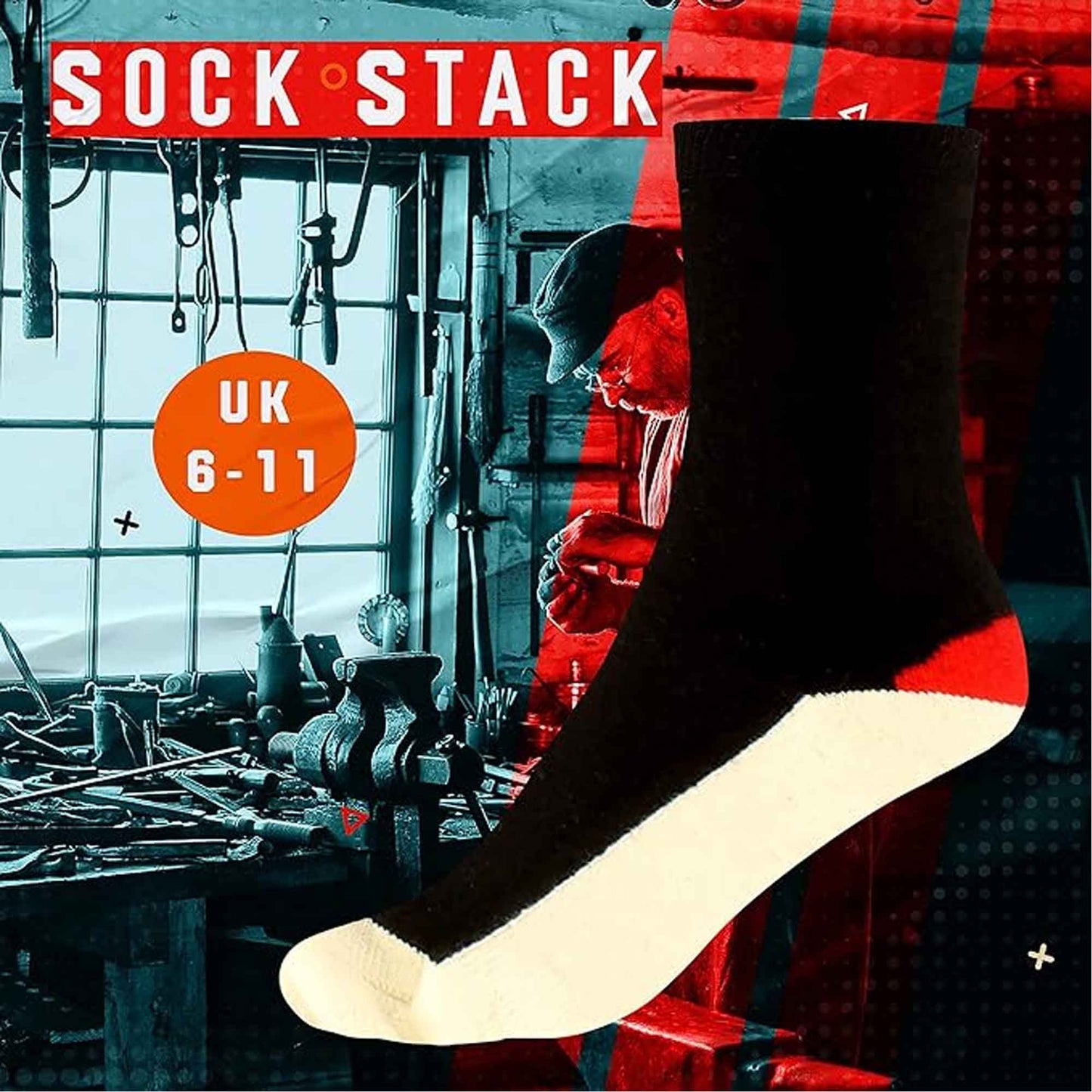 6 Pairs Mens Lambs Wool Sole Work Boot Socks Reinforced Heel Toe Durable Warm Construction Hiking Outdoor Sizes 6-11 UK by Sock Stack ASSORTED / 6-11 Socks