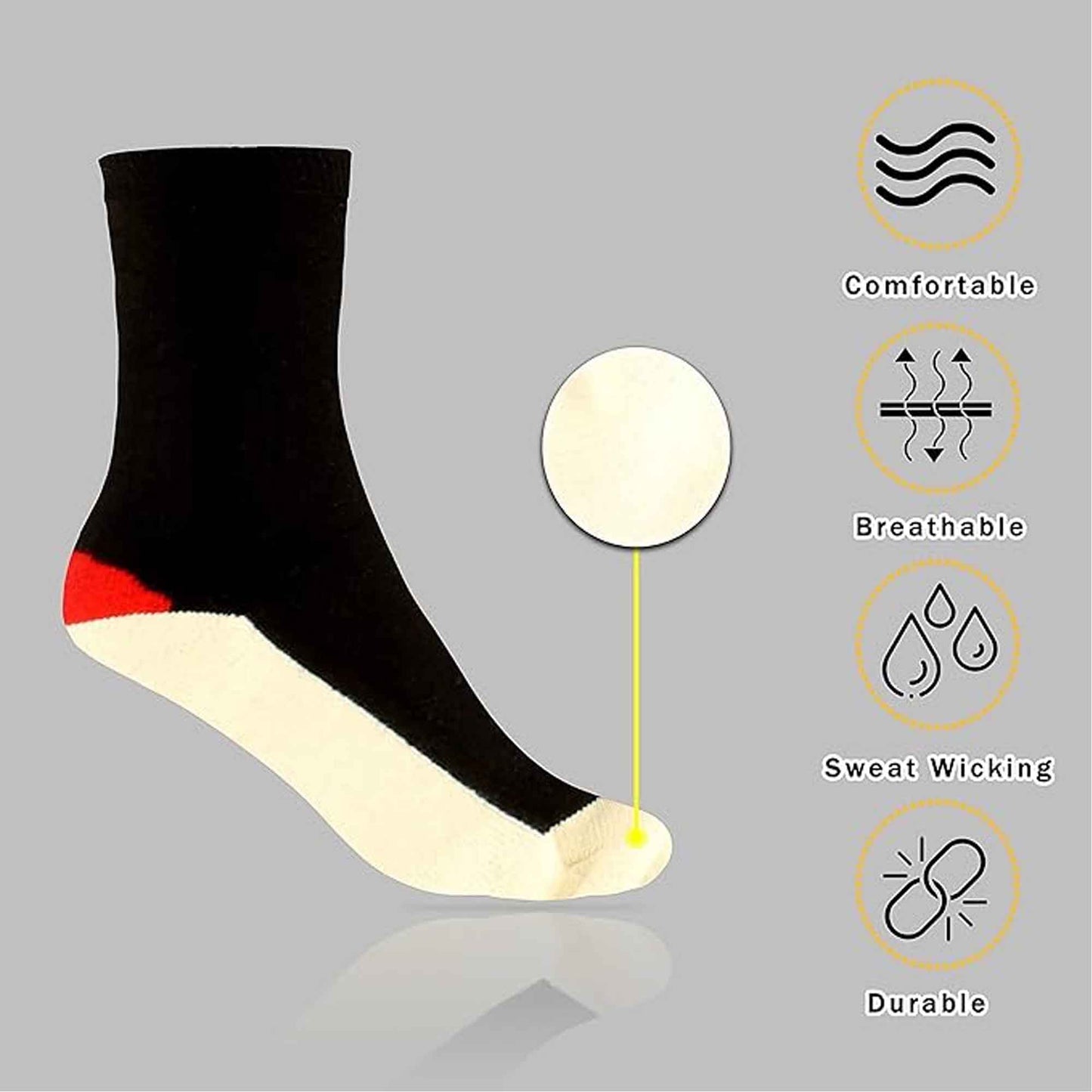6 Pairs Mens Lambs Wool Sole Work Boot Socks Reinforced Heel Toe Durable Warm Construction Hiking Outdoor Sizes 6-11 UK by Sock Stack ASSORTED / 6-11 Socks