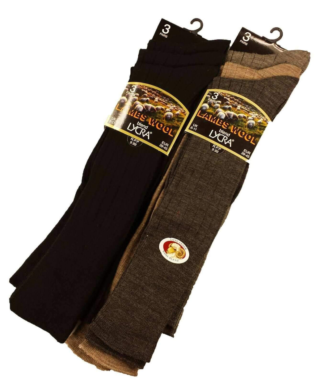 6 Pairs Mens Long Wool Socks Knee High Merino Terry Cushioned Arch Support Reinforced Toe Durable Outdoor Riding Wellington Boots Assorted Colours UK 6-11 EU 39-45 Sock Stack ASSORTED / 6-11 Socks