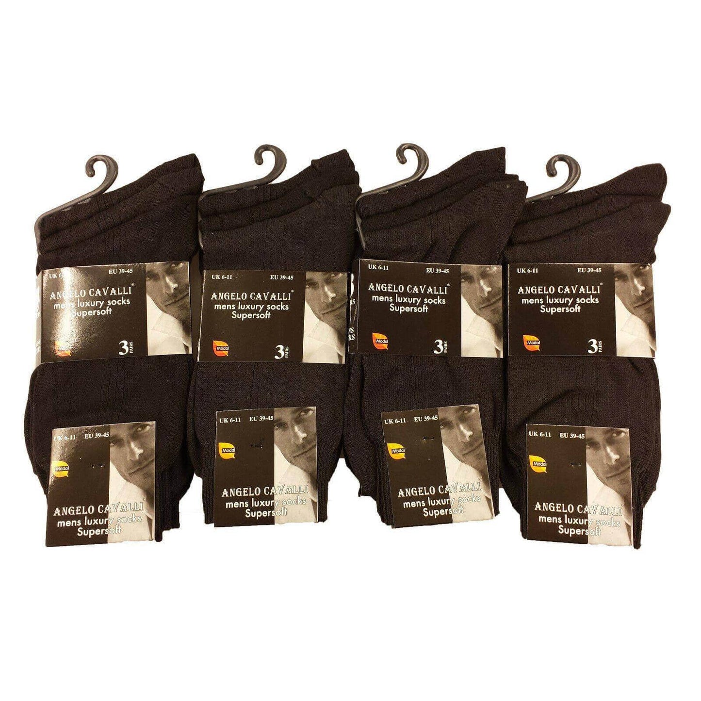 6 Pairs Mens Luxury Super Soft Cotton Modal Dress Socks Lightweight Comfortable Breathable Formal Business Socks in Assorted Colours UK Sizes 6-11 EU Sizes 39-45 by Sock Stack BLACK / 6-11 Socks