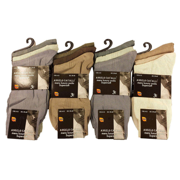 6 Pairs Mens Luxury Super Soft Cotton Modal Dress Socks Lightweight Comfortable Breathable Formal Business Socks in Assorted Colours UK Sizes 6-11 EU Sizes 39-45 by Sock Stack LIGHT ASSORTED / 6-11 Socks