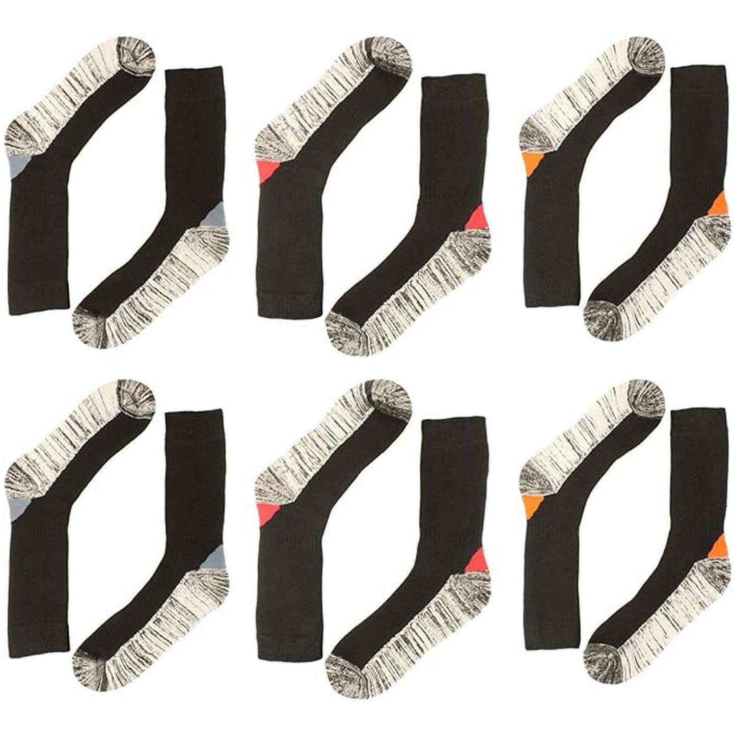 6 Pairs Mens Steel Toe Work Socks with Reinforced Heel Toe Cushioned Cotton Blend for Construction Warehouse Heavy Duty Support by Sock Stack ASSORTED / 6-11 Socks