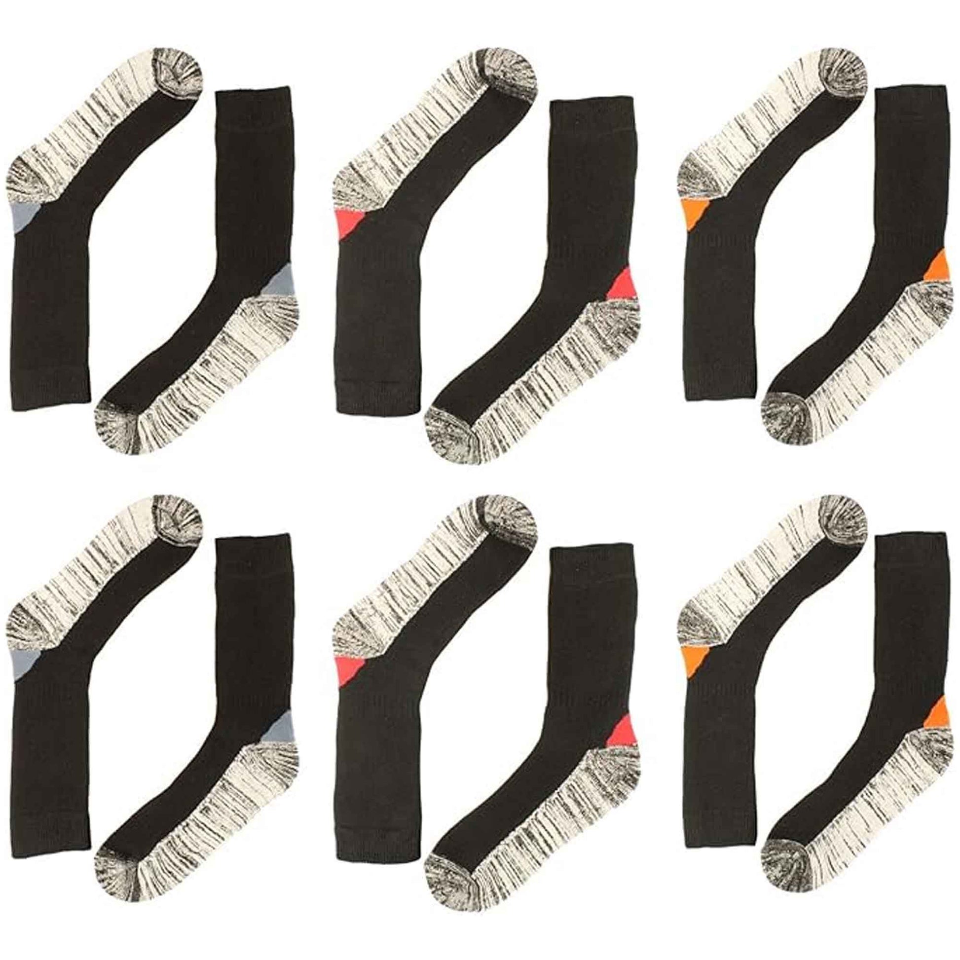 6 Pairs Mens Steel Toe Work Socks with Reinforced Heel Toe Cushioned Cotton Blend for Construction Warehouse Heavy Duty Support by Sock Stack ASSORTED / 6-11 Socks