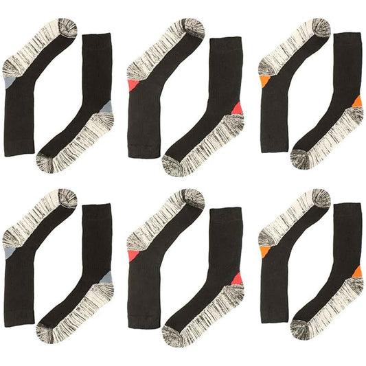 6 Pairs Mens Steel Toe Work Socks with Reinforced Heel Toe Cushioned Cotton Blend for Construction Warehouse Heavy Duty Support by Sock Stack ASSORTED / 6-11 Socks