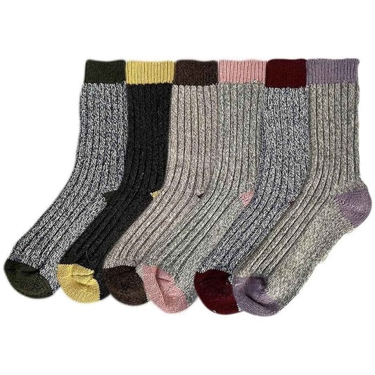 6 Pairs Women's Thick Wool Hiking Socks Cushioned Reinforced Heel Toe Breathable Outdoor Durable Work Boot Socks UK 4-7 by Sock Stack 4-7 / ASSORTED Socks