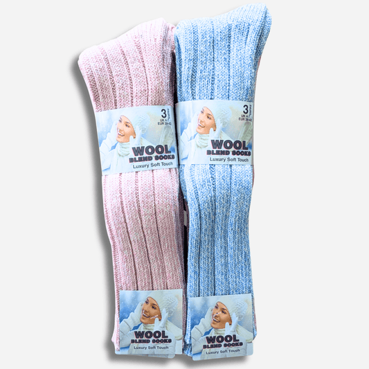 6 Pairs Women's Ultra Chunky Long Wool Thermal Socks for Outdoor Activities Warm Thick Insulated Winter Work Boots Sock Size UK 4-7 EU 37-40 Assorted Colours by Sock Stack Socks