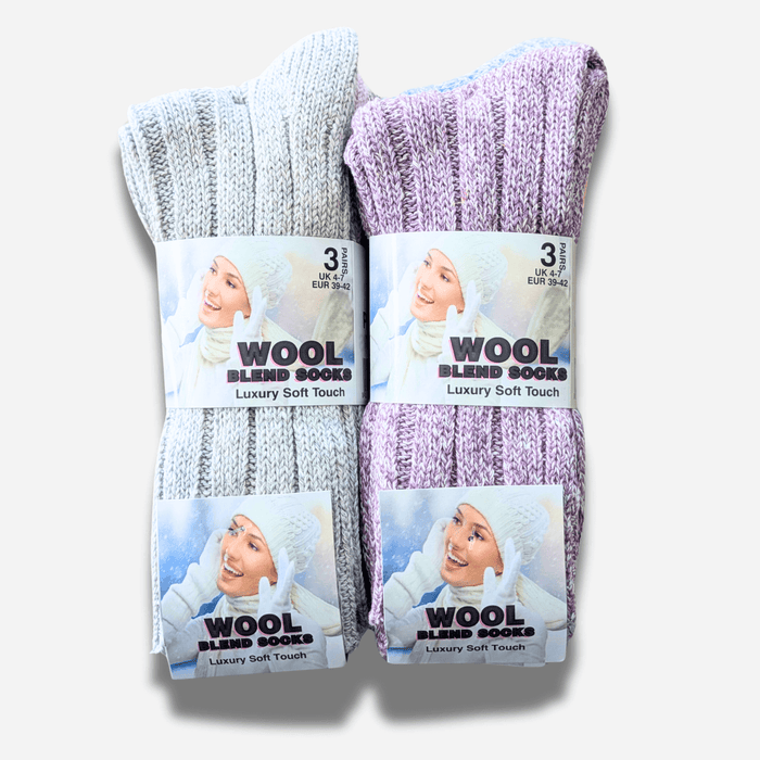 6 Pairs Women's Ultra Chunky Wool Thermal Socks for Outdoor Activities Warm Thick Insulated Winter Work Boots Sock Size UK 4-7 EU 37-40 Assorted Colours by Sock Stack Socks