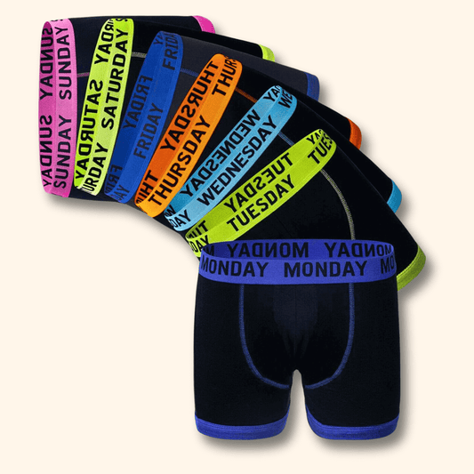 7 Pack Days Of The Week Comfort Fit Boxer Shorts Menswear Activewear Classic Breathable with Premium Cotton Blend and Colourful Assorted Waistband Stretchable Durable Everyday Wear Sizes Small to XLarge by Sock Stack S Boxer Shorts