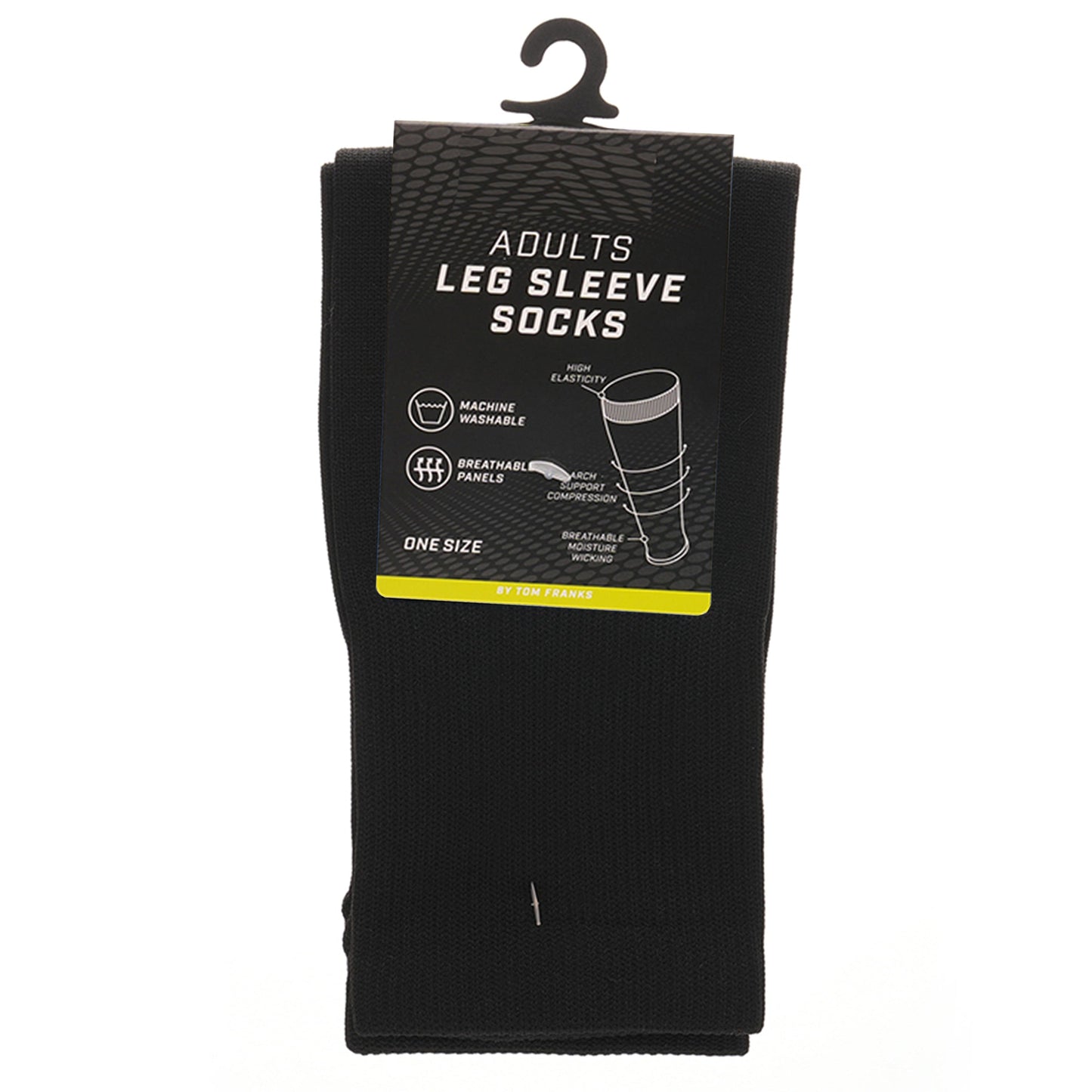 Adults Black Football Leg Sleeve Socks Compression Support Fits Over Shin Pads Breathable & Secure for Training Running by Sock Stack BLACK Socks