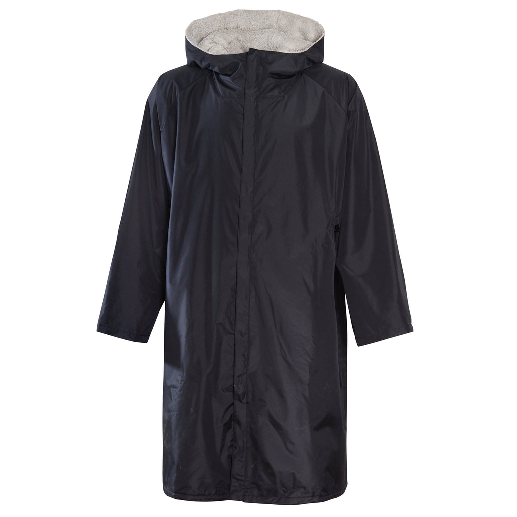 Changing Robe Kids Unisex Hooded Coat Black/Grey Windproof Waterproof Quick Dry for Beach Surfing Swimming by Heatwave Thermalwear 9-13 YEARS / BLACK/GREY Changing Robe