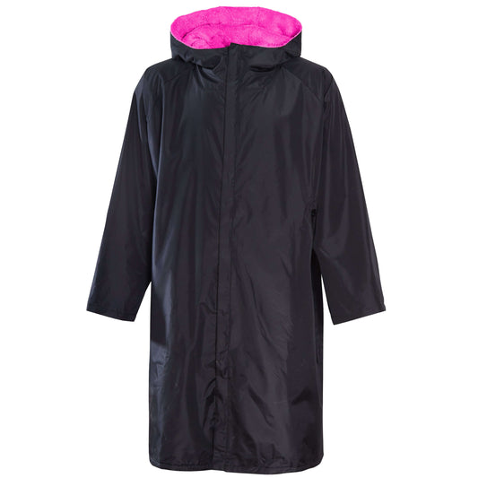Changing Robe Kids Unisex Hooded Coat Black/Pink Windproof Waterproof Quick Dry for Beach Surfing Swimming by Heatwave Thermalwear 9-13 YEARS / BLACK/PINK Changing Robe