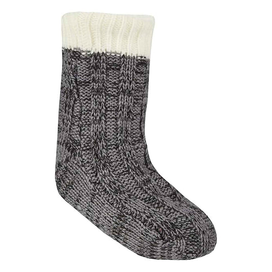 Children's Chunky Knit Non-Slip Lounge Gripper Socks for Kids Boys and Girls Warm Winter Indoor Footwear with Cute Colourful Patterns Sock Stack GREY / 4-6 Socks