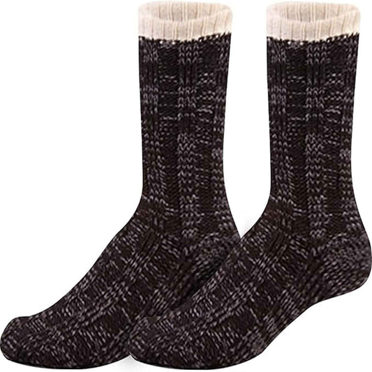 Extra Warm Men's Thermal Chunky Slipper Socks with Non Slip Grips Sherpa Fleece Lining Ideal for Home Lounging and Cold Weather UK 6-11 EU 39-46 Black Grey by Sock Stack BLACK / 6-11 Socks