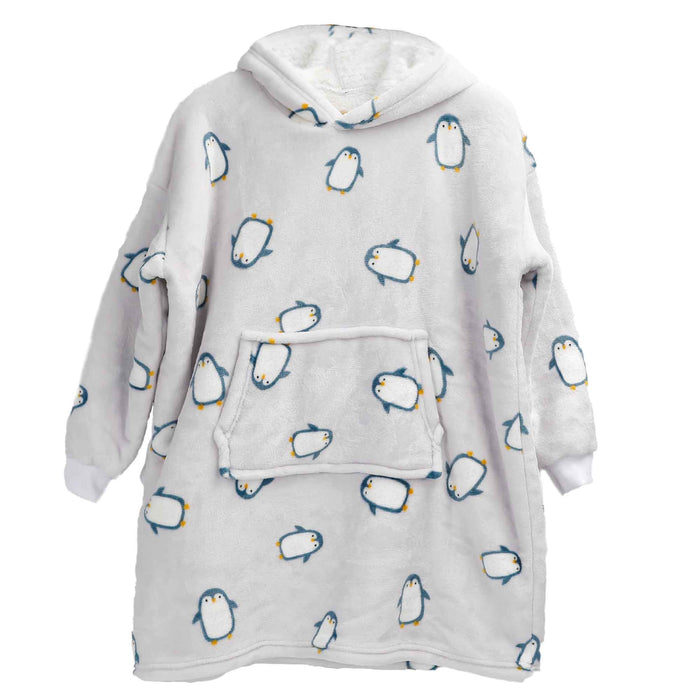 Kids Cozy Oversized Hooded Penguin Blanket Plush Flannel Fleece Hoodie with Sherpa Lining Ages 8-15 Warm Comfortable Durable Loungewear Gift by Daisy Dreamer PENGUIN Hooded Blanket