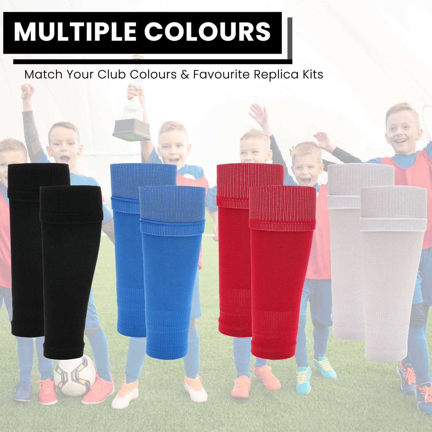Kids Leg Sleeve Socks Red Fits Over Calf Shin Pads Compression Sleeves for Football Training Running by Sock Stack RED Socks