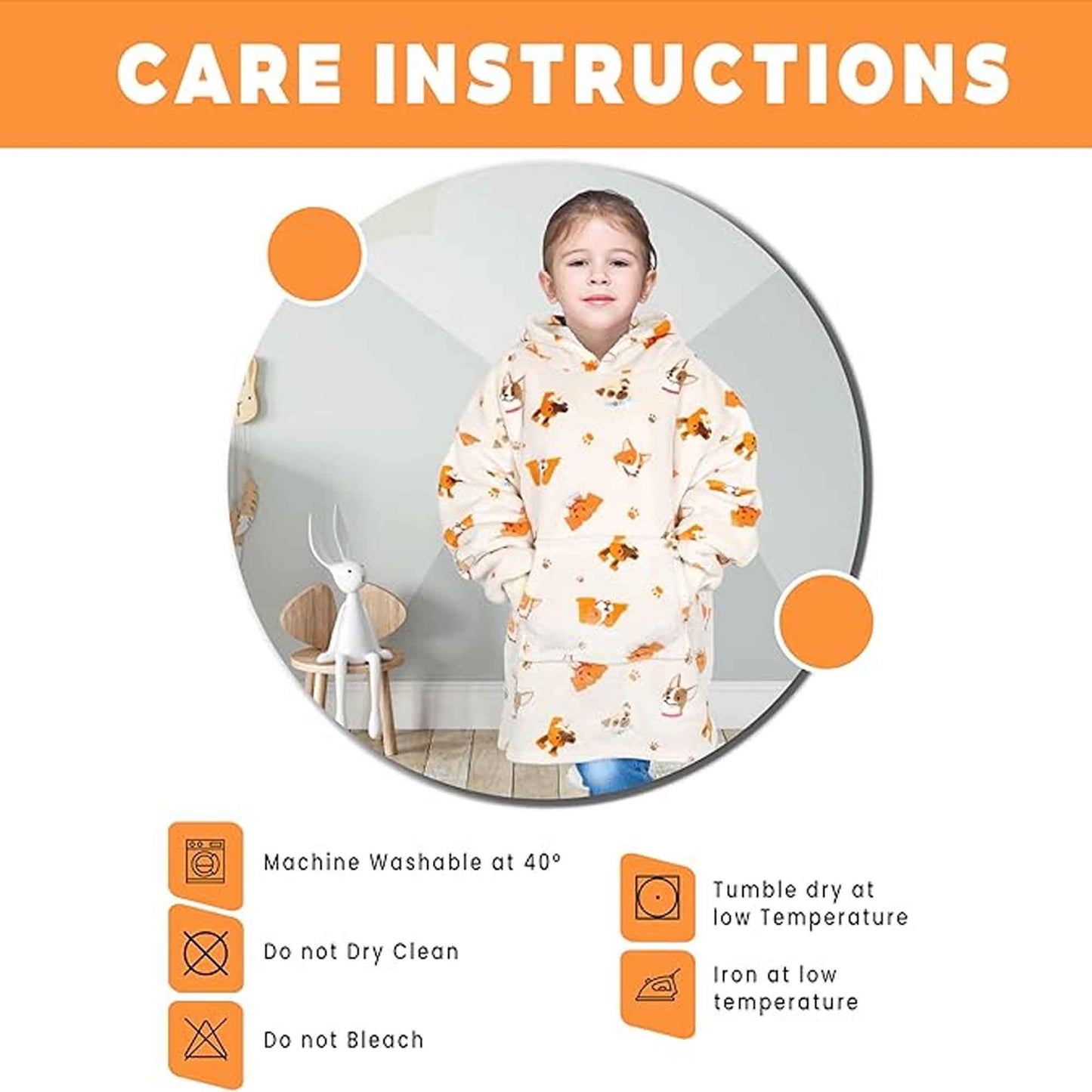 Kids Oversized Hooded Blanket Sweatshirt Ultra Soft Sherpa Fur Flannel Fleece Hoodie for Ages 8-15 with Fun Dog Print by Daisy Dreamer DOGS Hooded Blanket