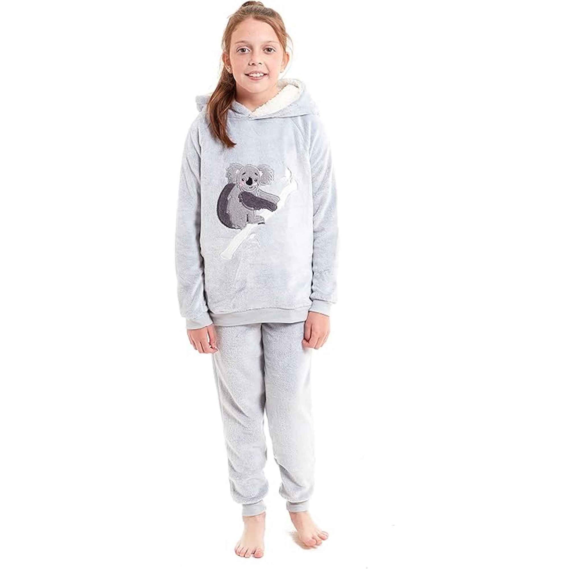 Koala Bear Fleece Hooded Pyjama Set Soft Plush Loungewear for Kids and Adults Cosy Nightwear with Hoodie and Elasticated Pants by Daisy Dreamer Pyjamas
