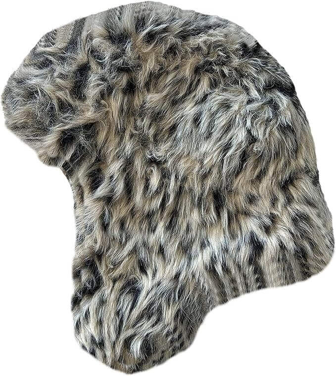 Ladies Faux Fur Winter Ski Hat with Ear Flaps and Matching Mittens Set for Warmth and Style Ideal for Outdoor Activities by Sock Stack DARK FUR / TRAPPER HAT Trapper Hat