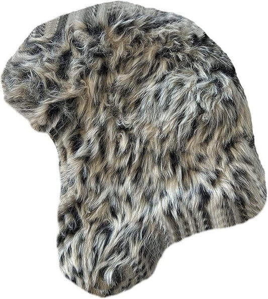 Ladies Faux Fur Winter Ski Hat with Ear Flaps and Matching Mittens Set for Warmth and Style Ideal for Outdoor Activities by Sock Stack DARK FUR / TRAPPER HAT Trapper Hat