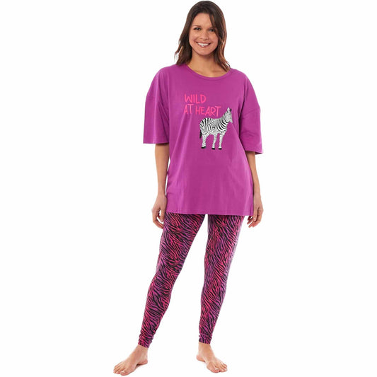 Ladies Oversized Cotton T-Shirt and Leggings PJ Set with Giraffe and Zebra Prints Comfortable and Stylish Womens Loungewear by Daisy Dreamer GIRAFFE / SMALL Pyjamas
