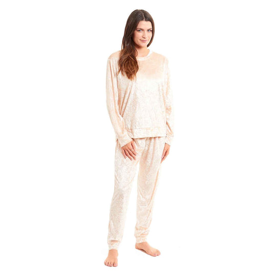 Luxurious Women's Soft Crushed Velvet Pyjama Set Comfortable Loungewear Stylish Nightwear with Elasticated Waistband Multiple Sizes Daisy Dreamer SMALL | UK 8-10 / GOLD Pyjamas