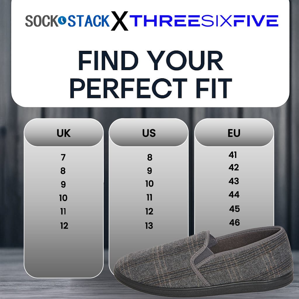 Men’s Checked Slippers Memory Foam Soft Lining Warm Slip-On House Shoes for Indoor Use by Sock Stack Slippers