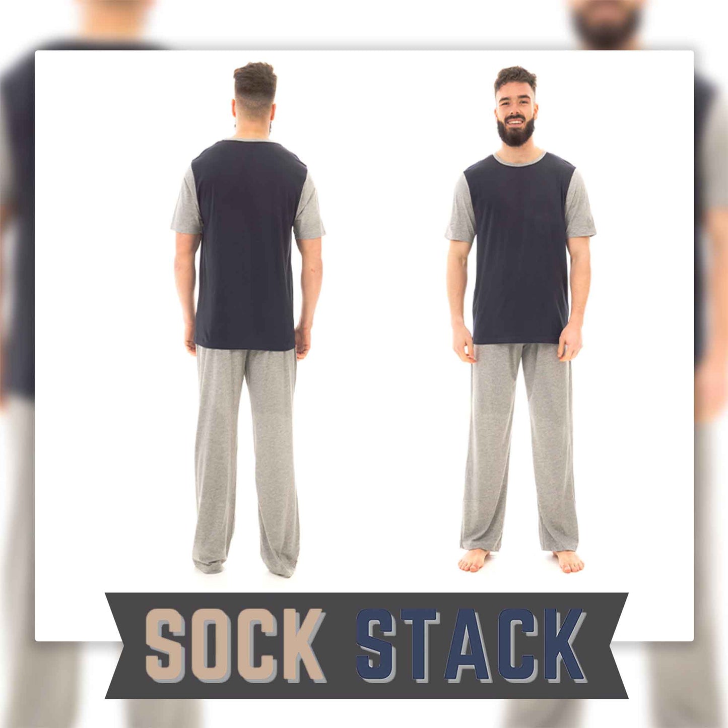 Men's Cotton T Shirt and Long Pants Loungewear Set Comfortable Lightweight Sleepwear for Warm Weather Relaxation Versatile Styles by Sock Stack Pyjamas
