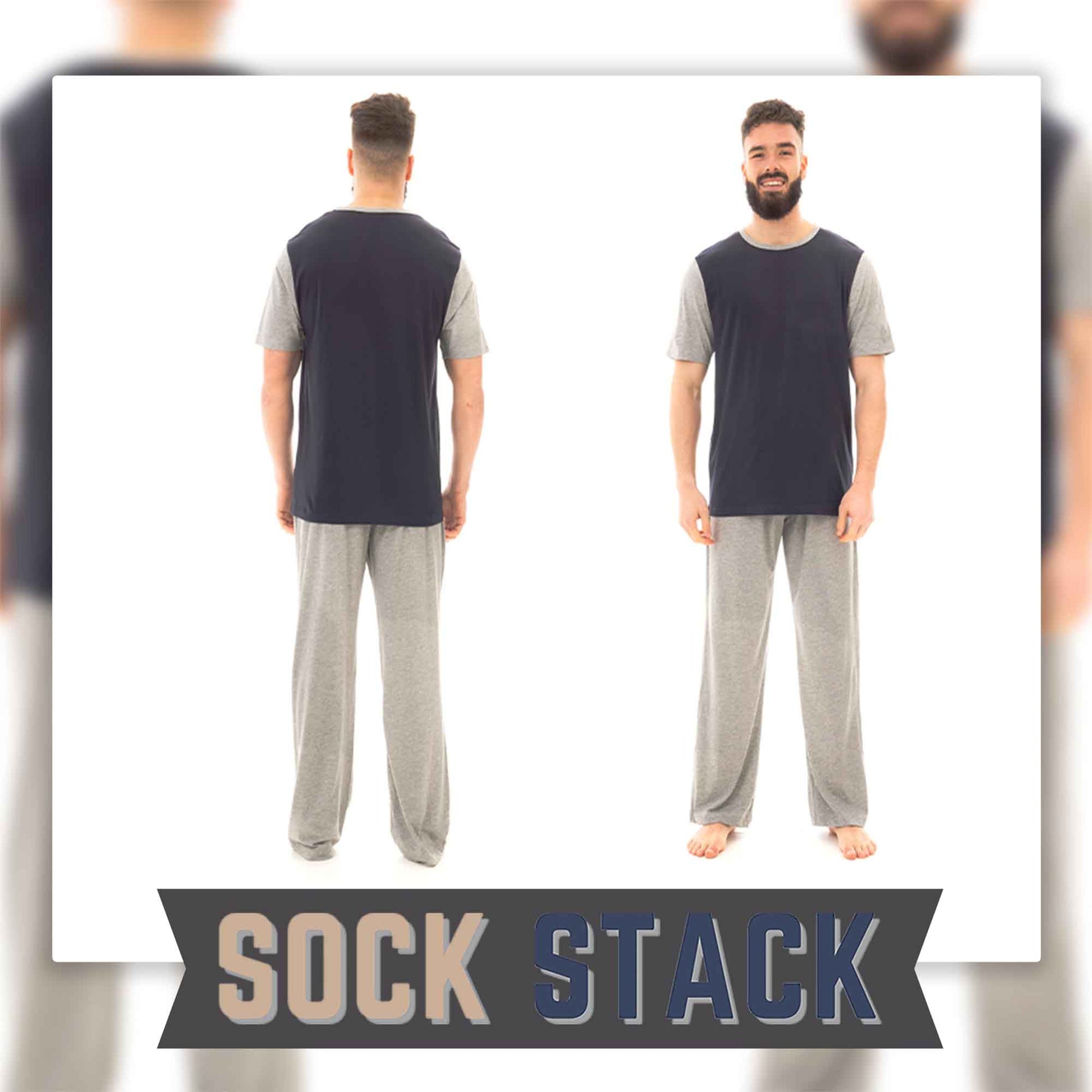 Men's Cotton T Shirt and Long Pants Loungewear Set Comfortable Lightweight Sleepwear for Warm Weather Relaxation Versatile Styles by Sock Stack Pyjamas