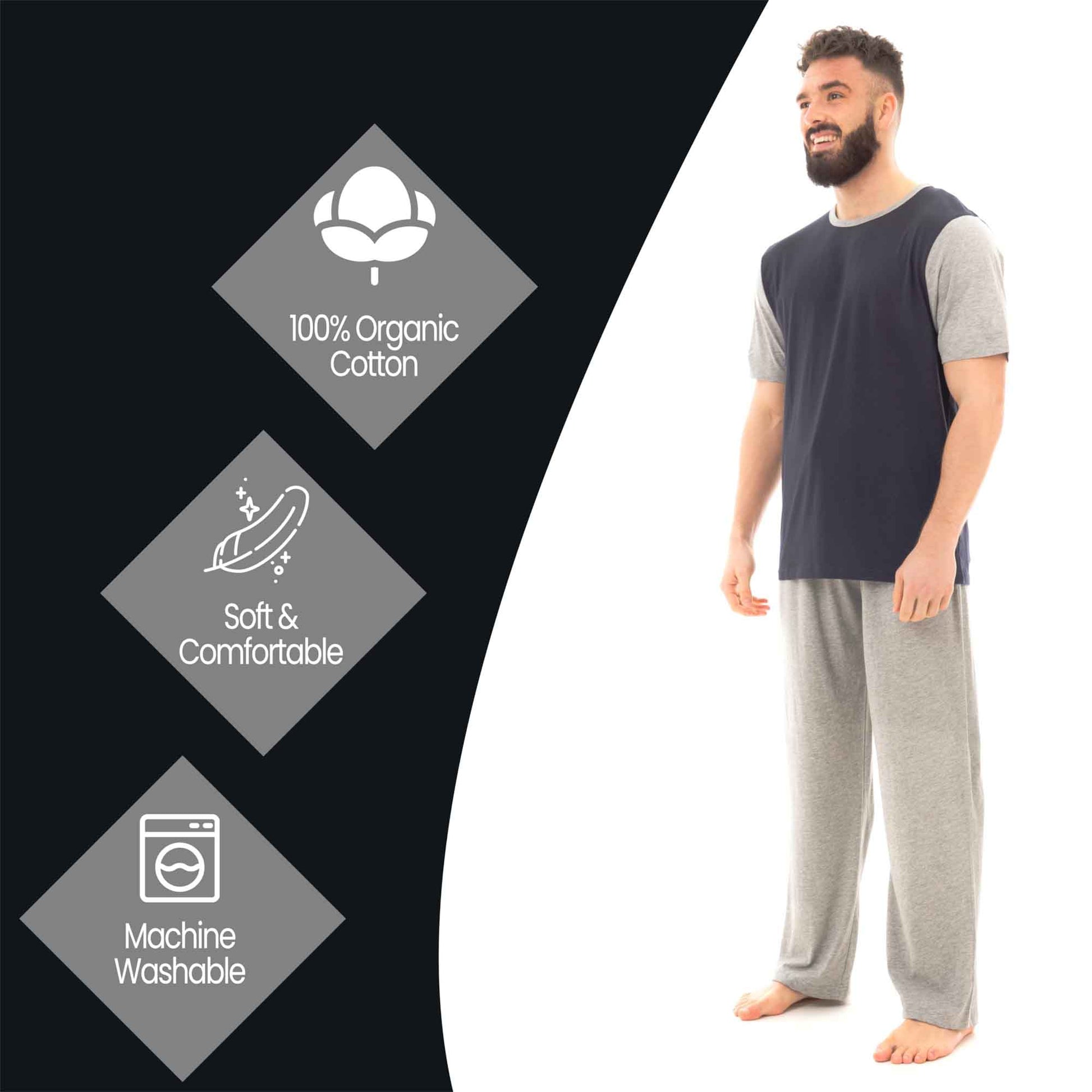 Men's Cotton T Shirt and Long Pants Loungewear Set Comfortable Lightweight Sleepwear for Warm Weather Relaxation Versatile Styles by Sock Stack Pyjamas