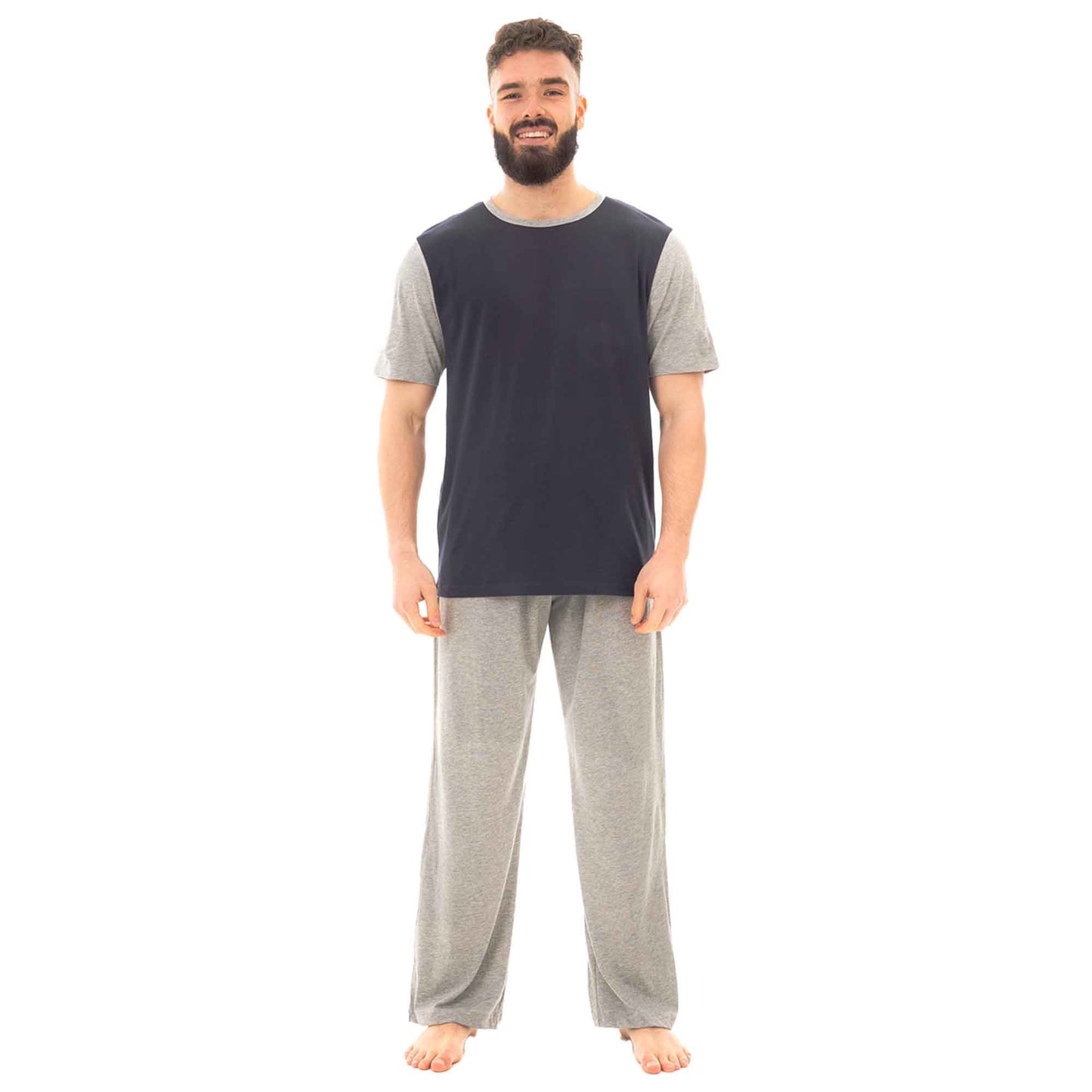 Men's Cotton T Shirt and Long Pants Loungewear Set Comfortable Lightweight Sleepwear for Warm Weather Relaxation Versatile Styles by Sock Stack Pyjamas