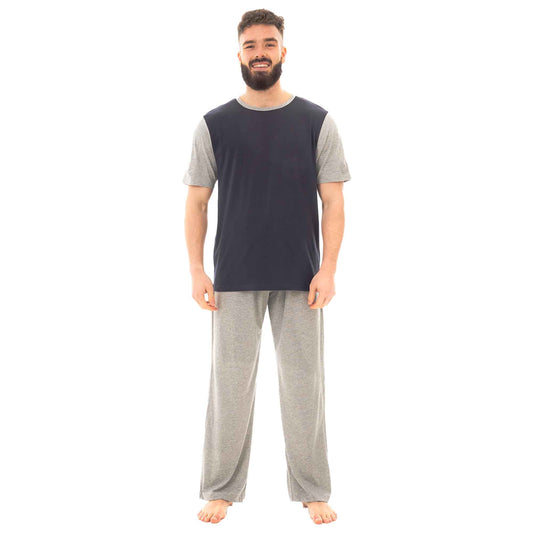 Men's Cotton T Shirt and Long Pants Loungewear Set Comfortable Lightweight Sleepwear for Warm Weather Relaxation Versatile Styles by Sock Stack Pyjamas